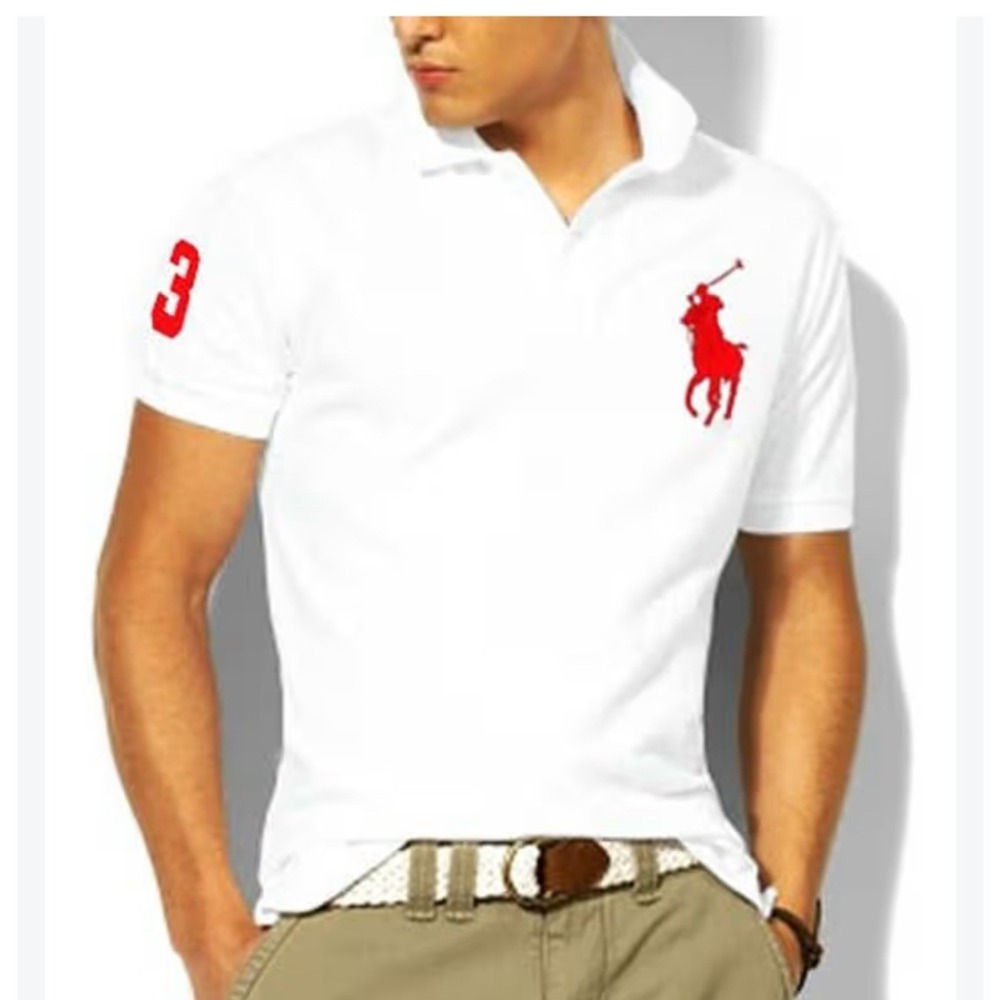 Polo Ralph Lauren Shirt XXL White Big Pony Custom Fit Rugby Style Classic Preppy